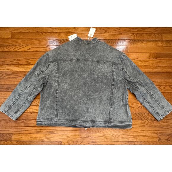 Good American Boyfriend Moto Jacket – Size 6 / 3XL - Black Stone Wash – NWT - Picture 5 of 11